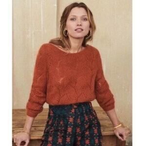 SEZANE Avril Jumper Sweater Mohair Wool Blend Cinnamon sz XS